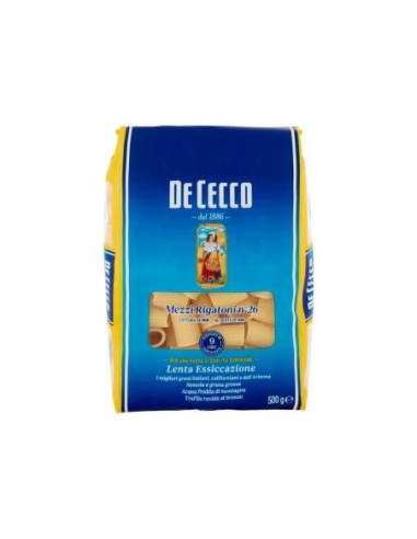 De Cecco 26 Mezzi Rigatoni - 500 gr - Free shipping delivered to EUROPE and UK