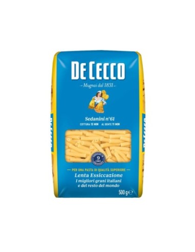 De Cecco 61 Sedanini Rigati - 500 gr - Kostenloser Versand nach Europa und Großbritannien