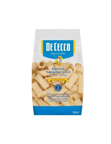 De Cecco 124 Rigatoni Napoletani Speciality - 500 gr - Free shipping delivered to EUROPE and UK