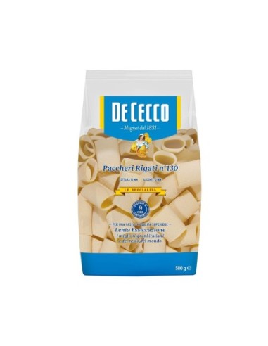 De Cecco 130 Paccheri Rigati Specialties - 500 gr - Free shipping delivered to EUROPE and UK