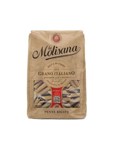 La Molisana 20 Penne Rigate wholemeal - 500 gr - Free shipping delivered to EUROPE and UK