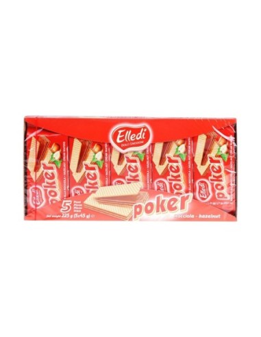 Elledi Poker Wafer à la noisette - 4 x 45 gr - Livraison gratuite en EUROPE et au Royaume-Uni