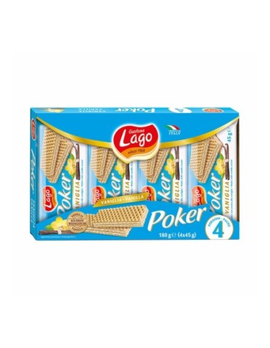 Elledi Poker Biscuits wafer à la vanille - 4 x 45 gr - Livraison gratuite en EUROPE et au Royaume-Uni