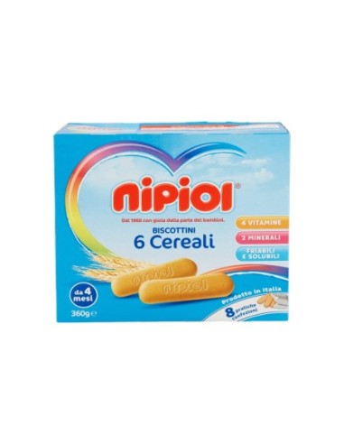 Nipiol Biscuits with 6 Cereals - 360 gr - Free shipping delivered to EUROPE and UK