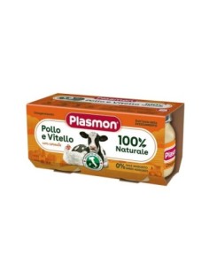 Plasmon Homogenised Chicken and Veal 6 Months - 2 x 80 gr - Free shipping delivered to EUROPE and UK