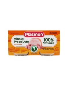 Plasmon Homogenised Veal and Ham 6 Months - 2 x 80 g - Free shipping delivered to EUROPE and UK