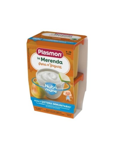 Plasmon Merenda Yoghurt and Pear 6 Months - 2 x 120 gr - Free shipping delivered to EUROPE and UK