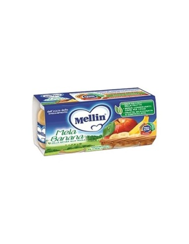 Mellin Apple and Banana Baby Food Puree in jar 4 mo. - 2 x 100 gr - Free shipping delivered to EUROPE and UK