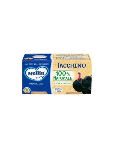 Mellin Omogeneizzato Tacchino 4 Mesi - 2 x 80 gr - Free shipping delivered to EUROPE and UK