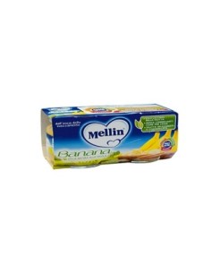 Mellin Bananen Babyvoeding Puree in potje 4 mo. - 2 x 100 gr - Gratis verzending naar Europa en Groot-Brittannië