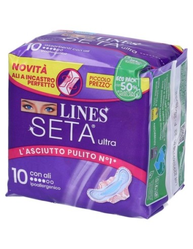 Lines Seta Ultra Assorbenti con Ali - 10 pz - Spedizione gratuita consegnata in EUROPA e UK