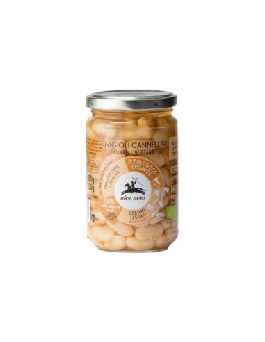 Alce Nero Boiled Cannellini Beans 100% Organic Ita - 300 gr - Free shipping delivered to EUROPE and UK