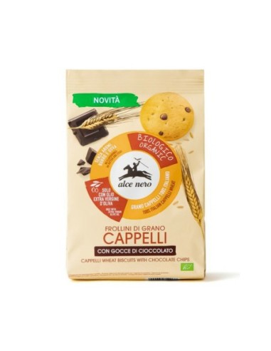 Alce Nero Wheat Cappelli Biscuits with Chocolate Chips Organic - 250 gr - Free shipping delivered to EUROPE and UK