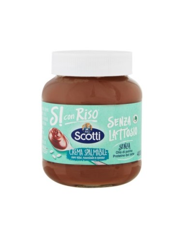 Scotti Spreadable Cream with Rice, Hazelnuts and Cocoa Lactose-Free - 350 gr - Free shipping delivered to EUROPE and UK