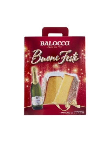 Balocco Buone Feste Pandoro - Christmas Sweet Bread + Sparkling Wine - 800 gr - Free shipping delivered to EUROPE and UK