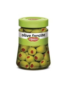 D'Amico Green Olives Stuffed with Peppers - 290 gr - Free shipping delivered to EUROPE and UK