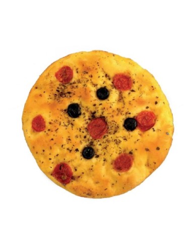 Made in Matera Focaccia Bread with tomato olives and oregano - 250 gr - Free shipping delivered to EUROPE and UK