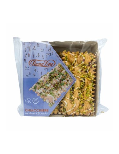 Piuma D'Oro Classic Chiacchiere - Traditional Carnival Sweet with Icing and Pistachio - 250 gr - Free shipping delivered to EURO