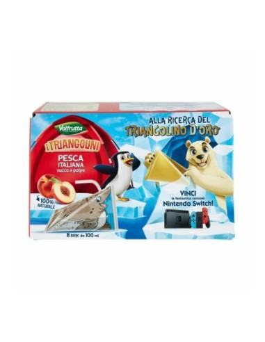 Valfrutta Les triangles pêche - 8 x 100 ml - Livraison gratuite en EUROPE et au Royaume-Uni