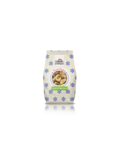 Tesori D'Apulia Apulische Taralli met Venkel - 300 gr - Gratis verzending naar Europa en Groot-Brittannië