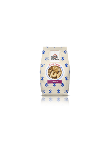 Tesori D'Apulia Apulische Taralli met ui - 300 gr. - Gratis verzending naar Europa en Groot-Brittannië