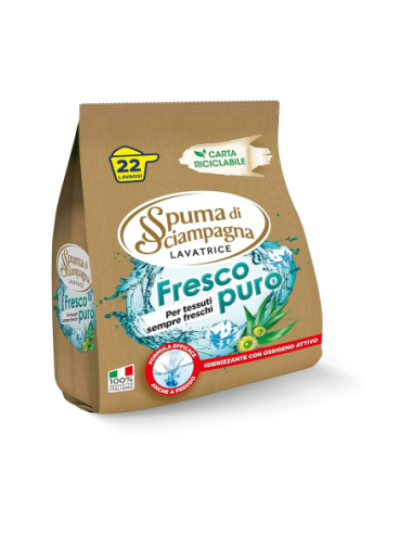 Spuma di Sciampagna Lavatrice Fresco Puro eco busta 22 lav. - 990 gr - Spedizione gratuita consegnata in EUROPA e UK