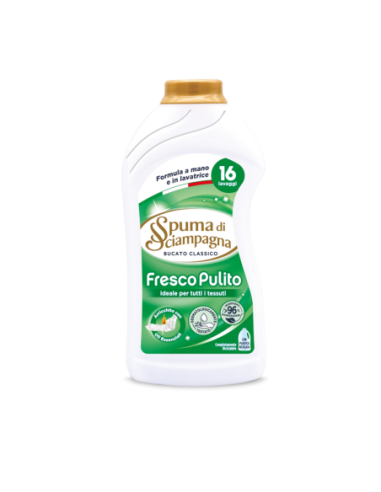 Spuma di Sciampagna Bucato Liquido Fresco Pulito 16 lav - 800 ml - Spedizione gratuita consegnata in EUROPA e UK