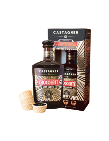 Castagner Chocolate Liqueur + 12 Pod Glasses - 35 cl - Free shipping delivered to EUROPE and UK