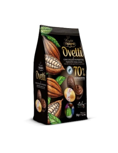 Crispo Oeufs de chocolat noir 70% fourrés à la crème de cacao - 150 g - Livraison gratuite en EUROPE et au Royaume-Uni