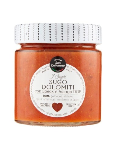 San Cassiano Dolomite Sauce with Speck and Asiago Cheese - 190 gr - Free shipping delivered to EUROPE and UK