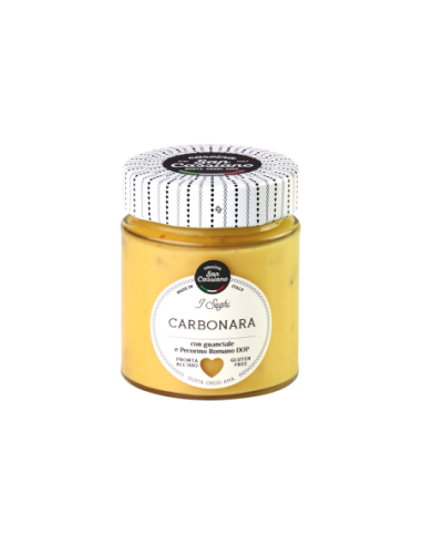 San Cassiano Sauce Carbonara avec Guanciale et Pecorino DOP - 140 gr - Livraison gratuite en EUROPE et au Royaume-Uni