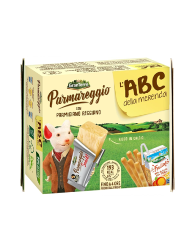 Parmareggio ABC Snack Snack of Parmesan/Fruit Juice/Breadsticks - 170 gr - Free shipping delivered to EUROPE and UK