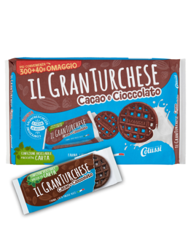 Colussi Biscuits Granturchese cocoa and chocolate - 340 gr - Free shipping delivered to EUROPE and UK