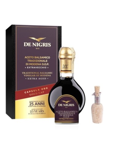 De Nigris Aceto Balsamico Modena  invecchiato 25 anni DOP - 100 ml - Spedizione gratuita consegnata in EUROPA e UK