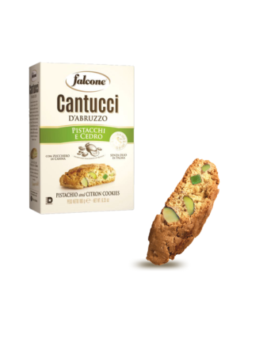 Falcone Cantucci D'abruzzo con pistacchi e cedro - 200 gr - Spedizione gratuita consegnata in EUROPA e UK