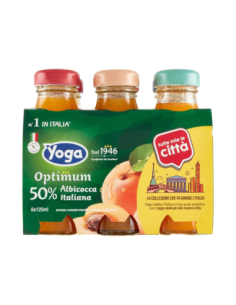 Yoga Optimum Apricot Juice 50% Italian Cities Collection - 6 x 125 ml - Free shipping delivered to EUROPE and UK