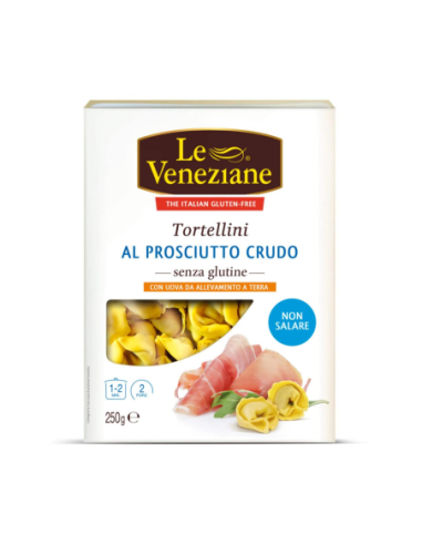 Le Veneziane Tortellini with raw ham, gluten-free - 250 gr - Free shipping delivered to EUROPE and UK