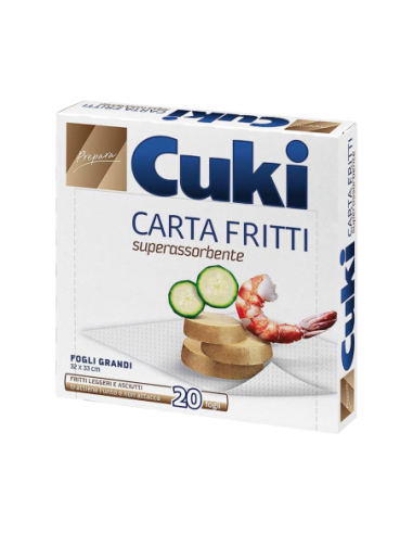 Cuki Carta Assorbente per fritti 20 fogli 32 x 33 cm - Spedizione gratuita consegnata in EUROPA e UK