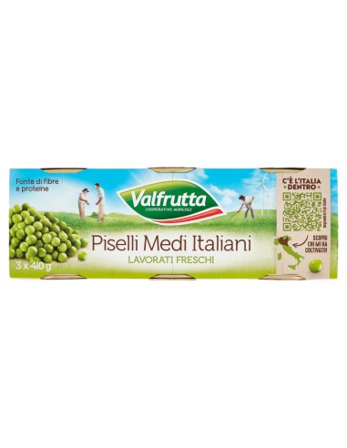 Valfrutta Italian Medium Peas - 3 x 410 gr - Free shipping delivered to EUROPE and UK