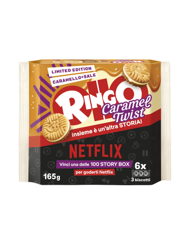 Pavesi Ringo Biscuits Caramel Twist - 165 gr - Free shipping delivered to EUROPE and UK