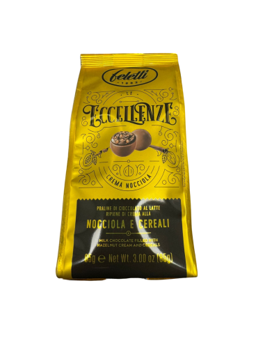 Feletti Pralines met Hazelnootcrème en Granen - 85 gr - Gratis verzending naar Europa en Groot-Brittannië