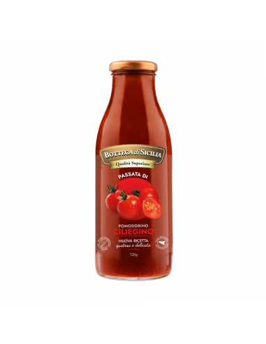 Bottega di Sicilia Sicilian Red Cherry Tomato Puree - 520 gr - Free shipping delivered to EUROPE and UK