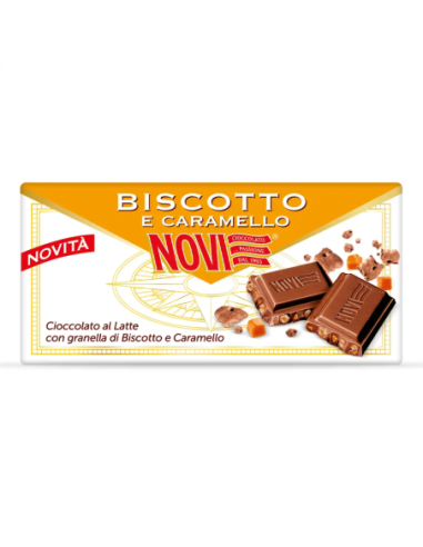 Novi Tavoletta di Cioccolato al latte con Biscotto e Caramello - 100 gr