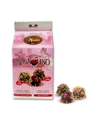 Messori Vignolino Ciliegia al liquore in Cioccolato fondente - 120 gr