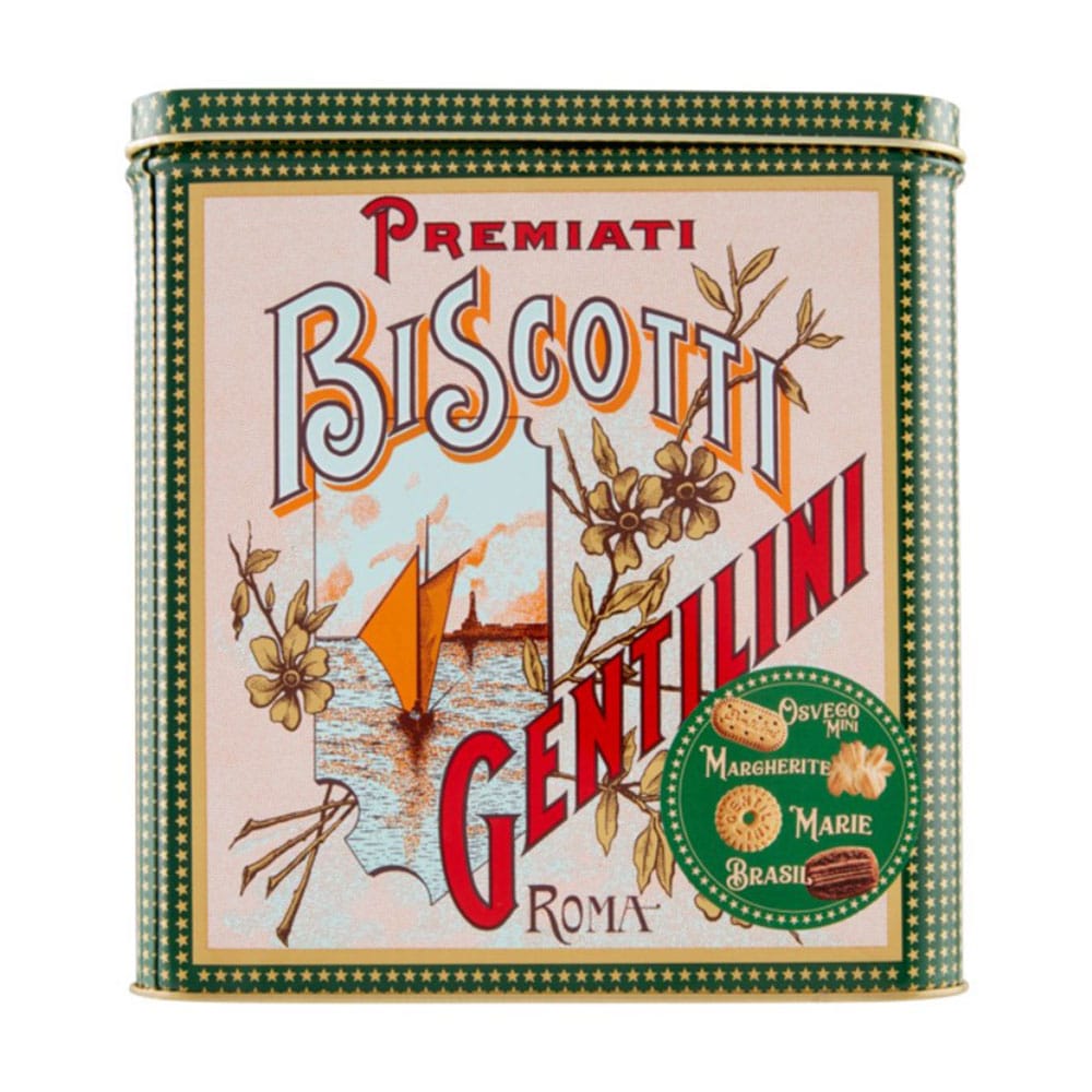 Biscotti Gentilini in Scatola di Latta Vintage Frollini Vari Formati 1000gr  - 24shop24